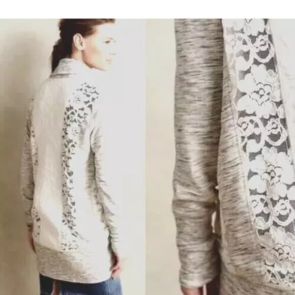Anthropologie Sweaters - Saturday Sunday by Anthropologie Terry Lace Gray Cocoon Open Cardigan